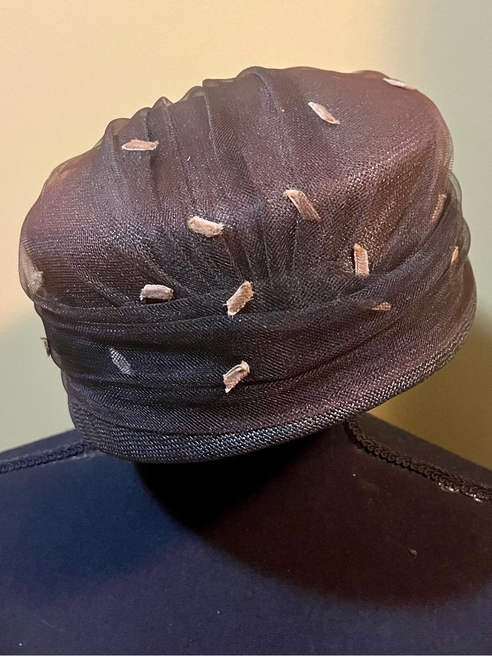 VTG Mr. Rickie Original Brown Charcoal Velvet Netting Cocktail Hat Fascinator